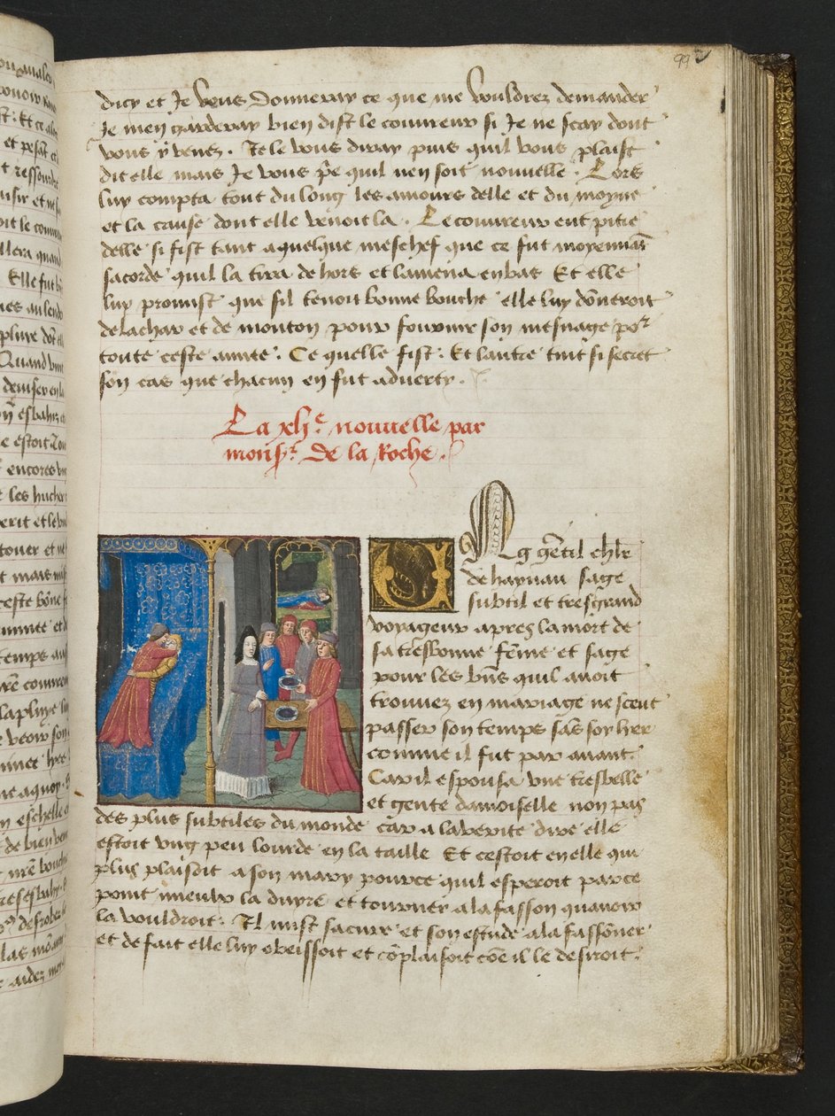 MS Hunter 252 099r-sida från Hundred New News, c.1461-62 av French School