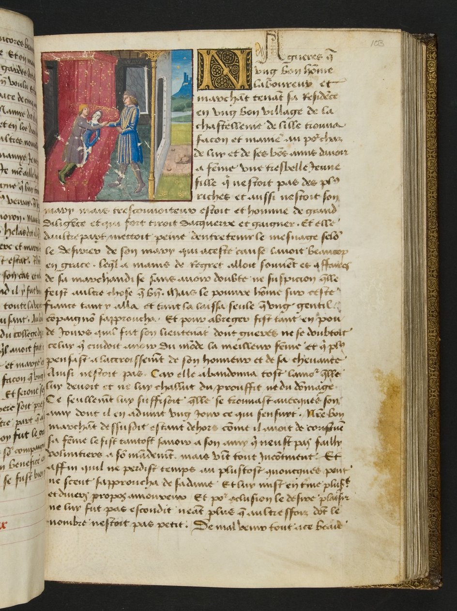 MS Hunter 252 103r-sida från Hundred New News, c.1461-62 av French School