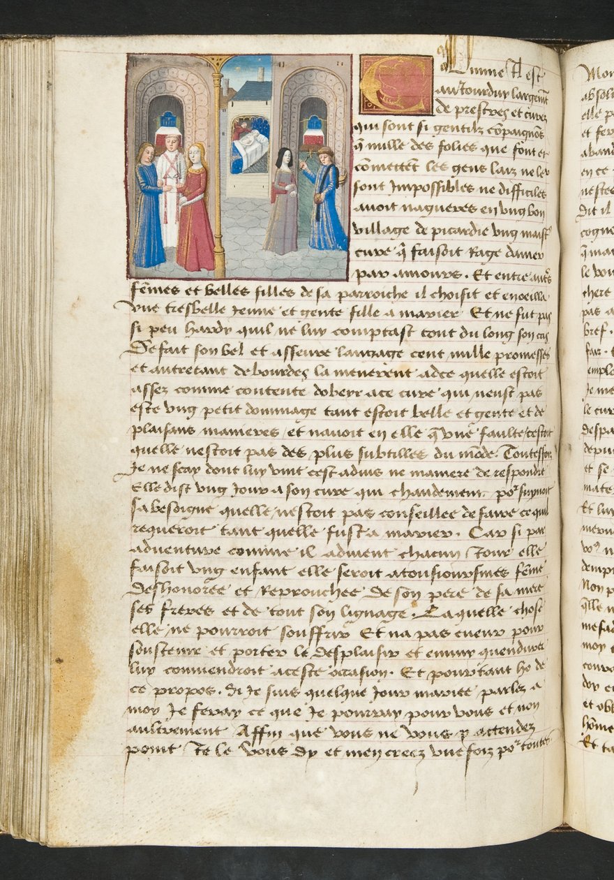 MS Hunter 252 105v-sida från Hundred New News, c.1461-62 av French School
