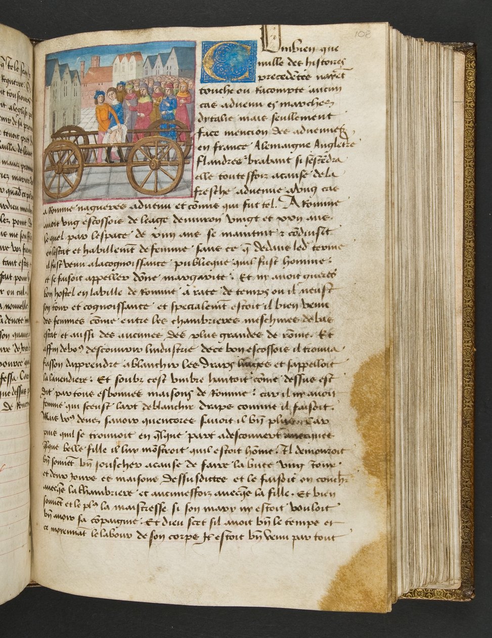 MS Hunter 252 108r-sida från Hundred New News, c.1461-62 av French School