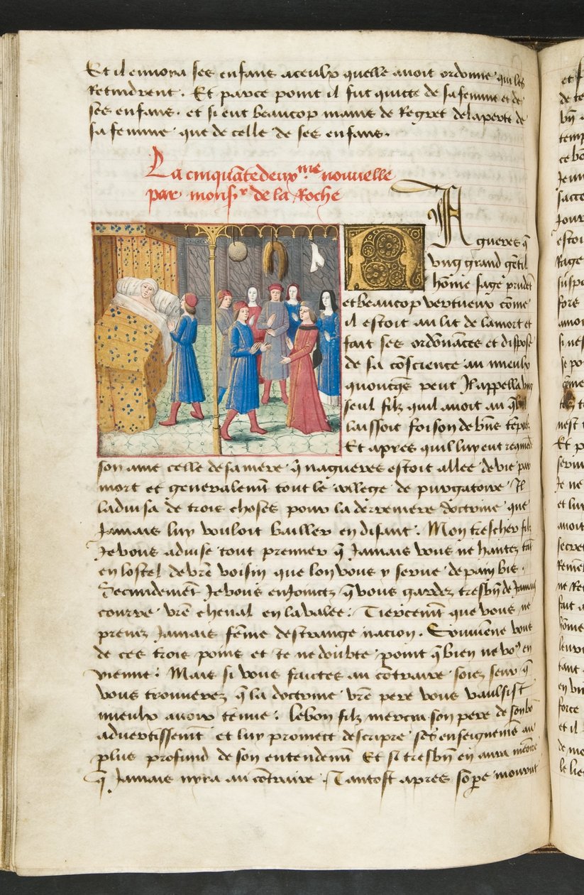 MS Hunter 252 117v Sida från Cent Nouvelles Nouvelles, c.1461-62 av French School
