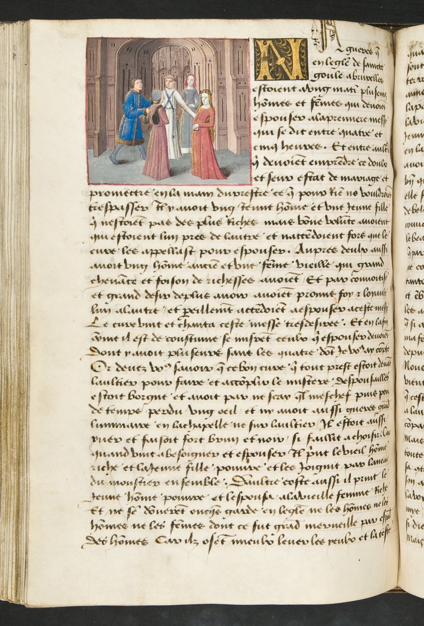 MS Hunter 252 120v sida från Cent Nouvelles Nouvelles, c.1461-62 av French School