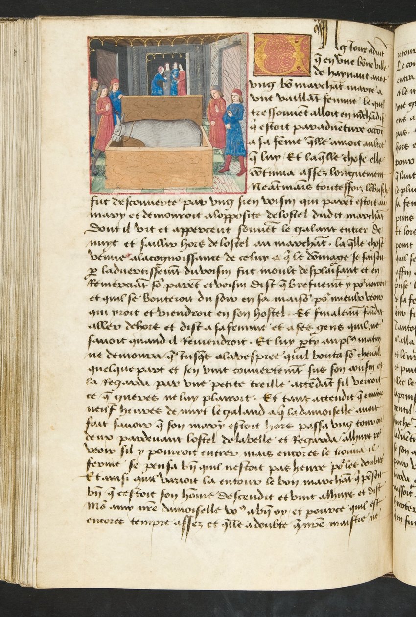 MS Hunter 252 134v Sida från Cent Nouvelles Nouvelles, c.1461-62 av French School