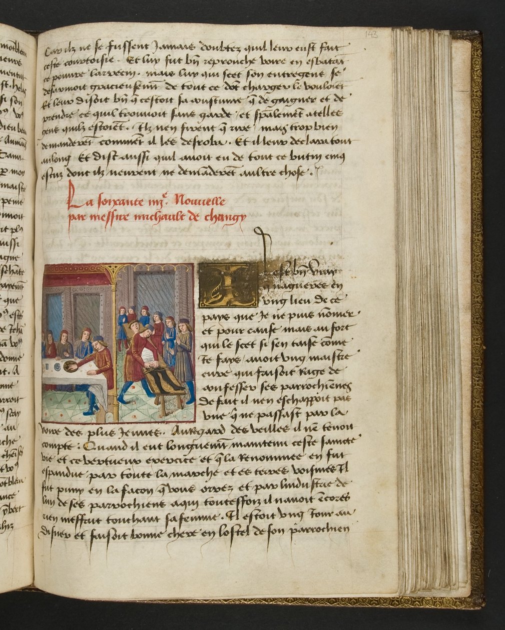MS Hunter 252 143r-sida från Hundred New News, c.1461-62 av French School