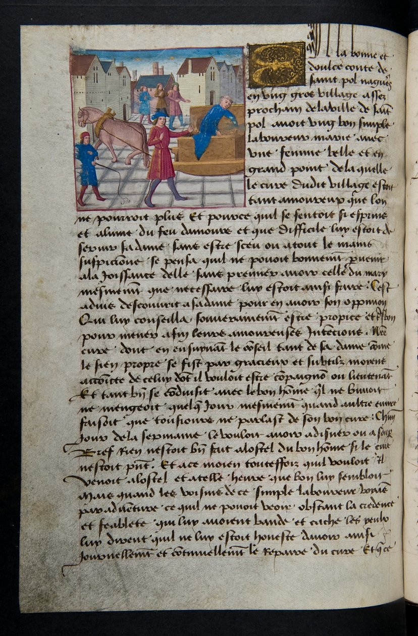 MS Hunter 252 157v Sida från Hundred New News, c.1461-62 av French School