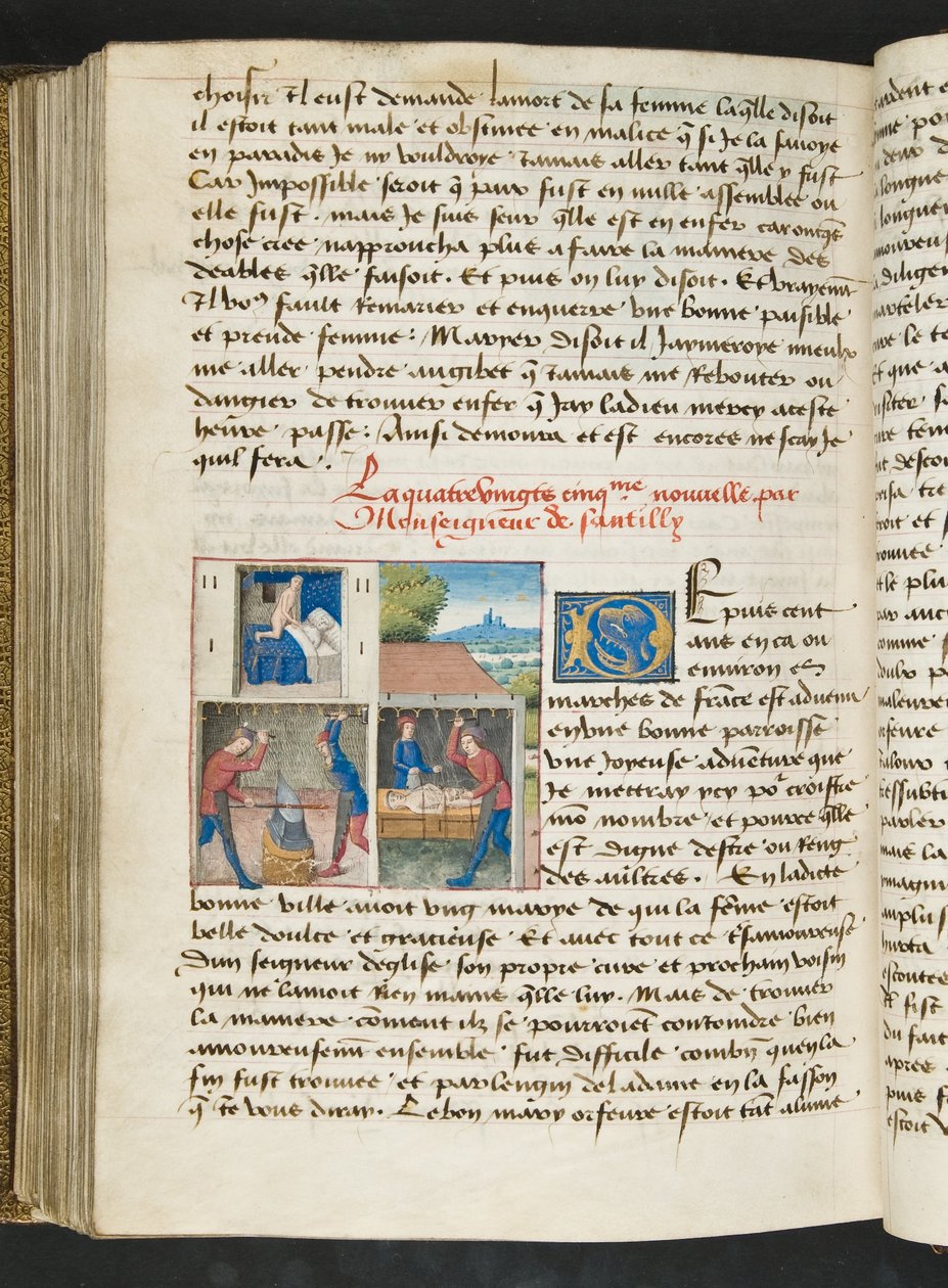 MS Hunter 252 175v-sida från Hundred New News, c.1461-62 av French School