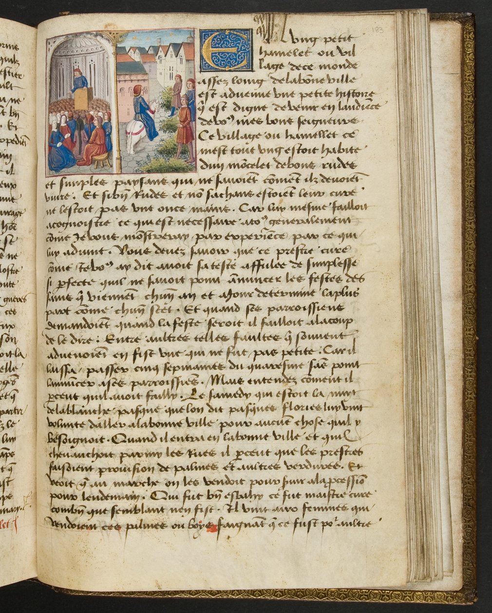 MS Hunter 252 183r-sida från Hundred New News, c.1461-62 av French School