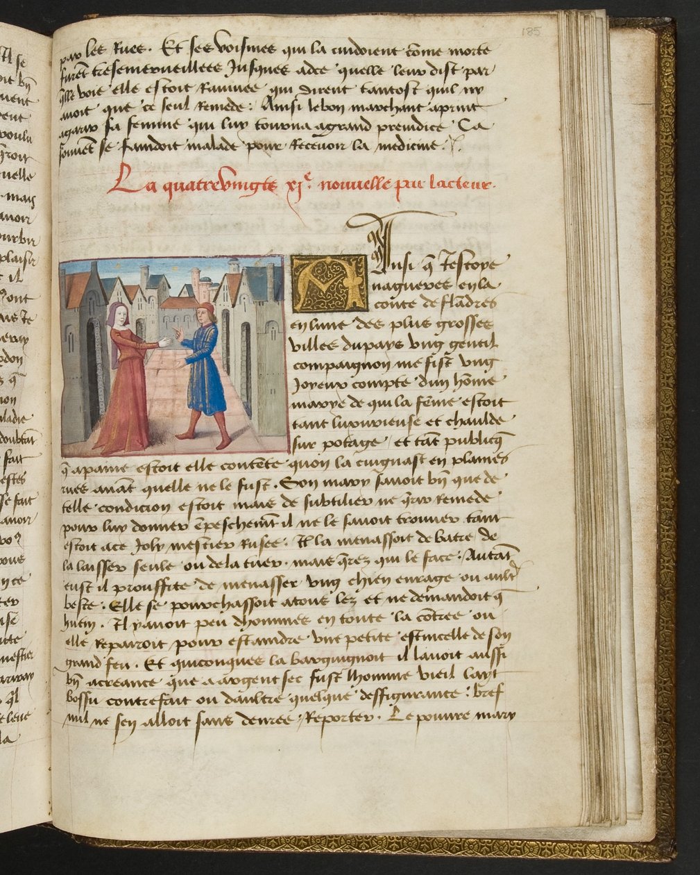 MS Hunter 252 185r-sida från Hundred New News, c.1461-62 av French School
