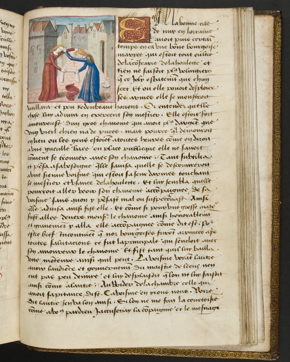 MS Hunter 252 186r-sida från Hundred New News, c.1461-62 av French School