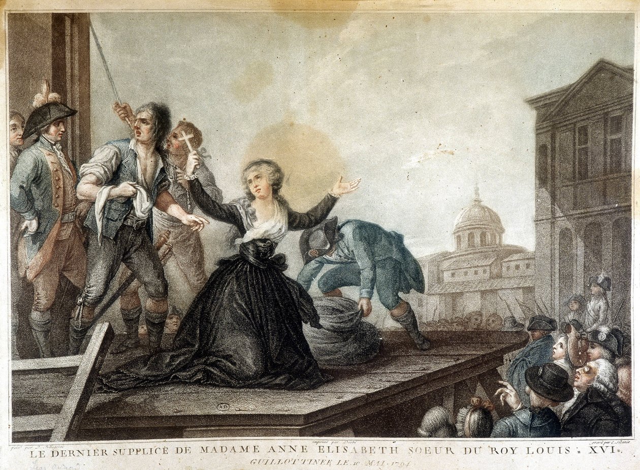 Madame Anne Elisabeth, syster till kung Ludvig XVI (1764-1793), giljotin av French School