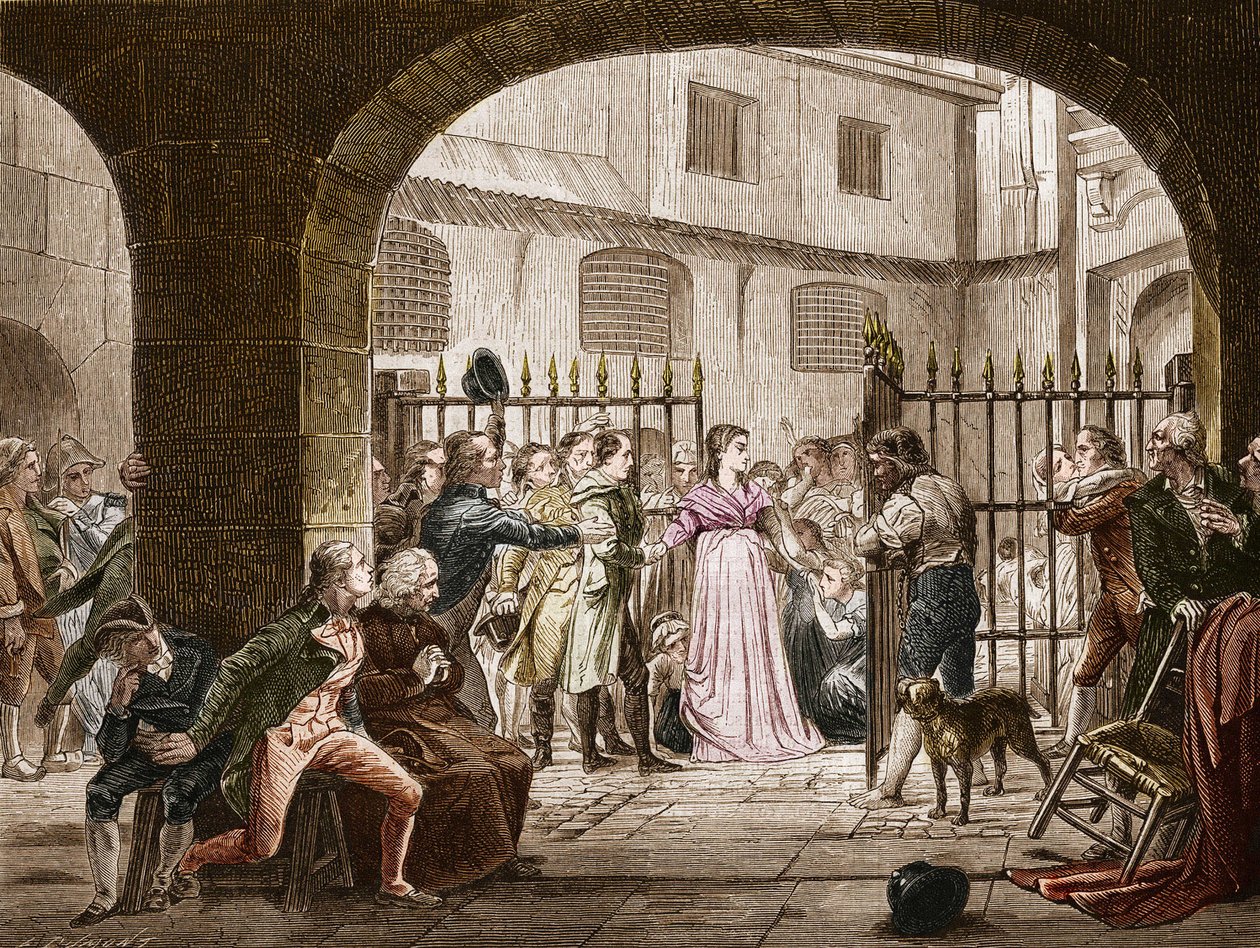 Madame Jeanne Marie Roland de la Platiere (1754-1793), en fransk politiker som gick till revolutionsdomstolen 1793. Gravyr efter Daubans målning. av French School