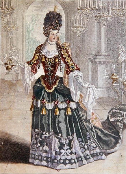 Mademoiselle Desmatins i rollen som Psyche i Lullys opera, ca 1703 (färgstick) av French School