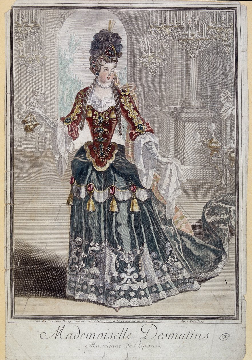 Mademoiselle Desmatins, musiker (sångare) av Operan - gravyr av French School