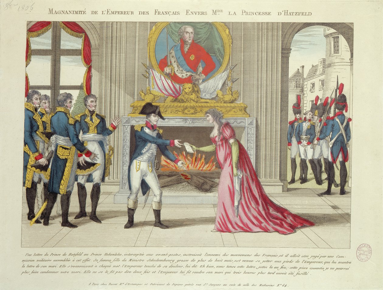 Kejsar Napoleons storsinthet mot prinsessan av Hatzfeld, 1806 av French School