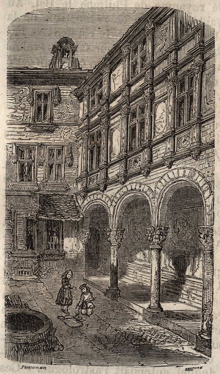 Huset sägs vara Agnes Sorel eller Hotel Euverte-Hatte (1524) i Orleans - gravyr i "Histoire de France" av Victor Duruy (1811-1894) - 1882 av French School