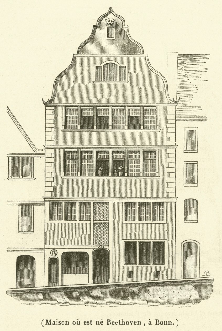 Maison ou est ne Beethoven, a Bonn (gravyr) av French School