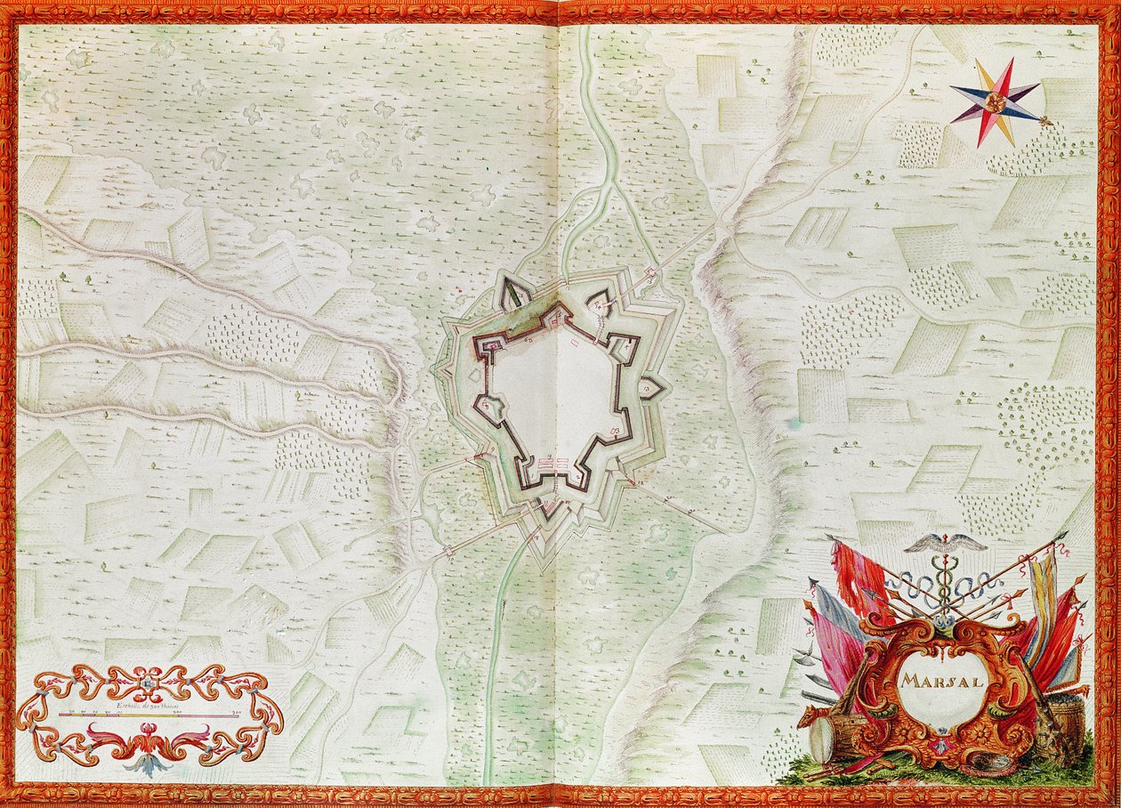 Karta över Marsal, från Atlas de Louis XIV av French School