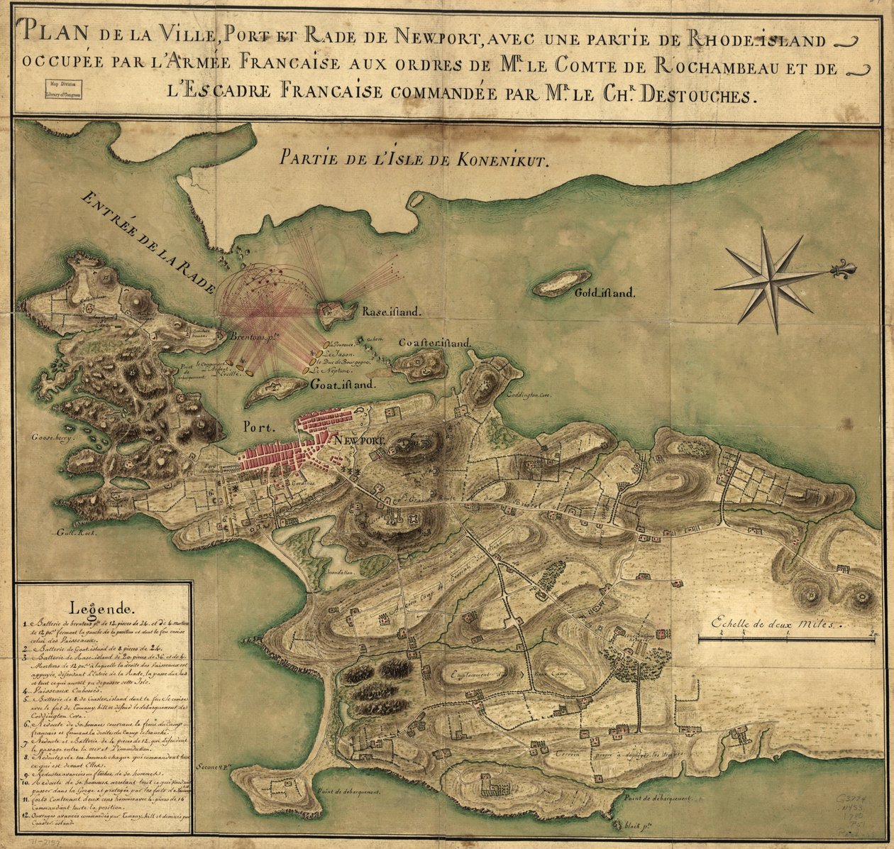 Karta över Newport, Rhode Island av French School