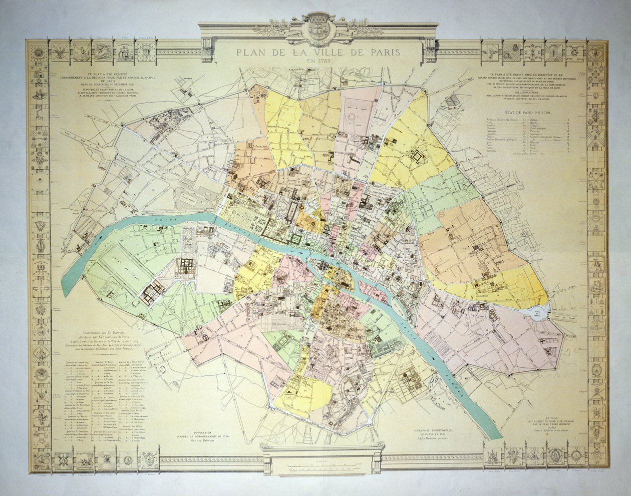 Karta över Paris 1789, 1887 av French School