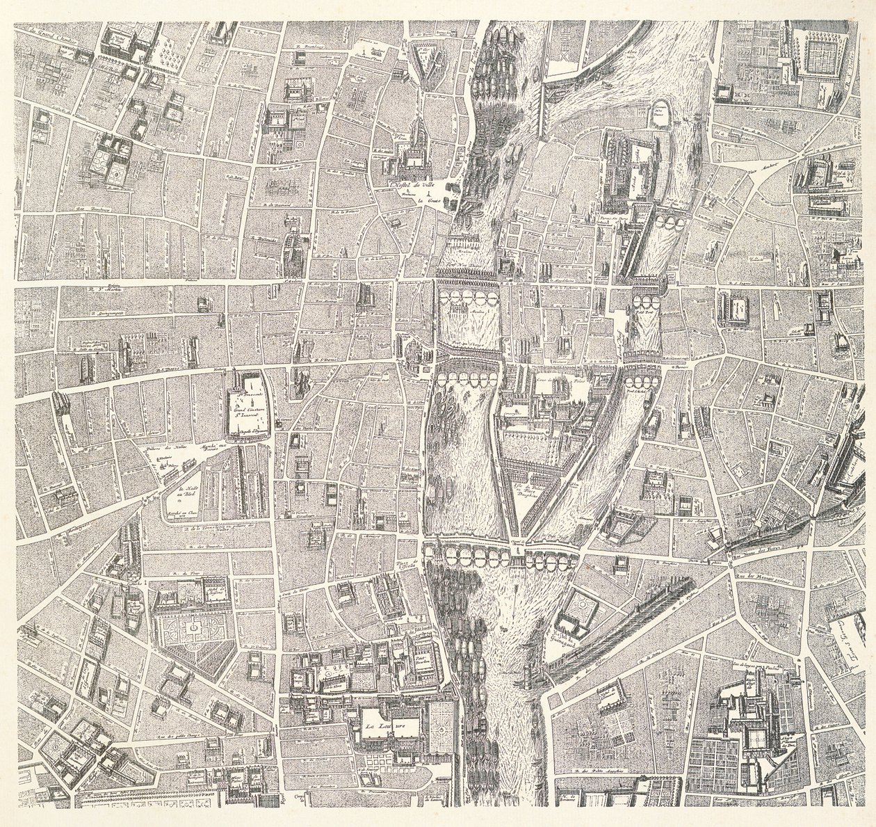Karta över Paris som visar Île de la Cité, från The Atlas of Paris av Jean de la Caille, 1714 av French School