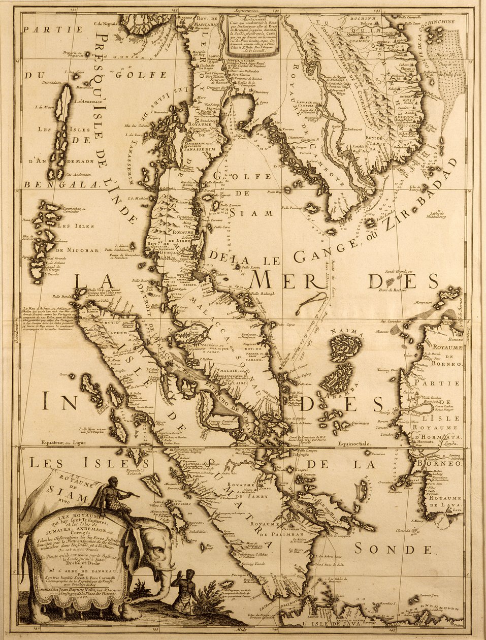 Karta över Sydostasien, 1687 (bläck på papper) av French School