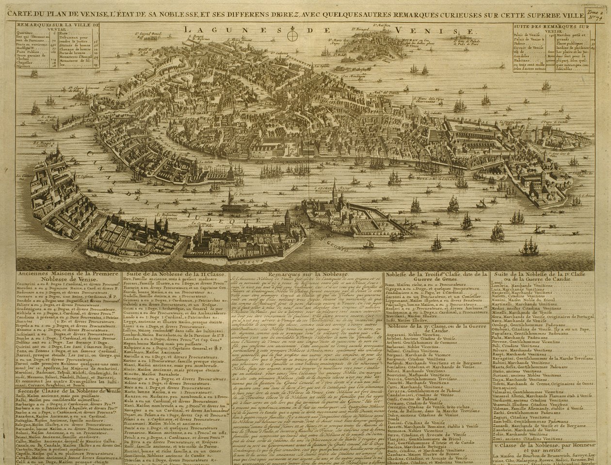 Karta över Venedig, utgiven av H. Chatelain i Amsterdam, 1728 av French School
