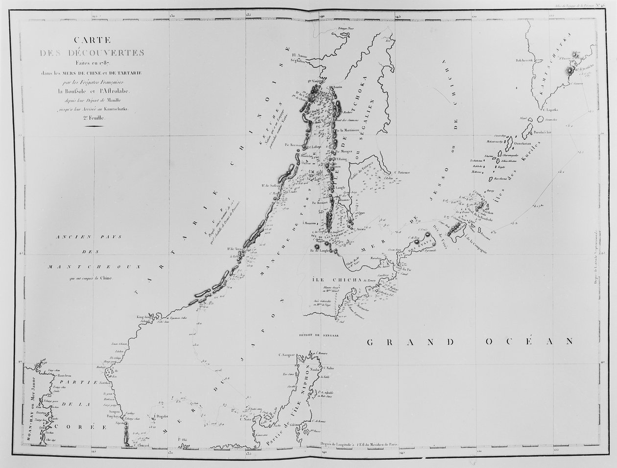Karta över de upptäckter som gjordes 1787 i Kinas hav och Tartarysundet av de franska fregatterna La Boussole och L