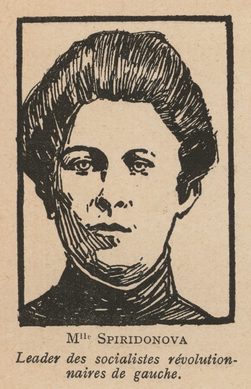 Maria Spridonova, rysk revolutionär och ledare för vänstersocialistrevolutionärernas parti (litografi) av French School