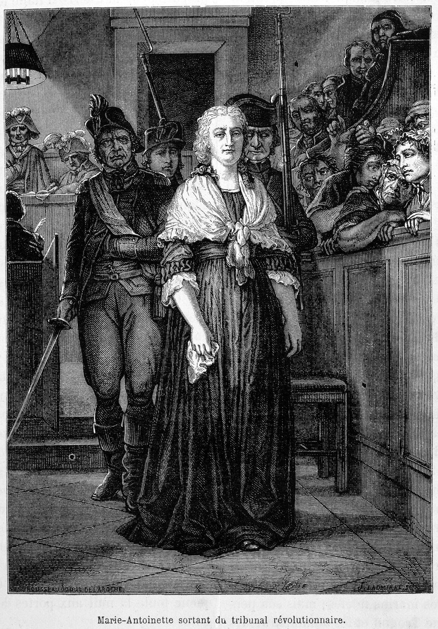 Marie Antoinette lämnar revolutionsdomstolen - gravyr - i "" L