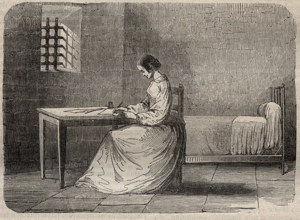 Marie Fortunee Capelle, Marie Lafarge (Madame) (1816-1852) Fransk brottsling i sitt fängelse - Gravering i "Causes celebres de tous les peuple" av Armand Fouquier (1817-18?) 1858-1867 - privat samling av French School