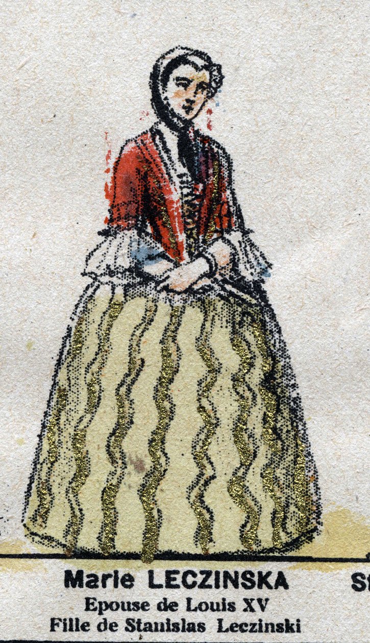 Marie Leszczynska (1703-1768), drottning av Frankrike, hustru till Ludvig XV. i "" Galeriede Kings and Queens of France och berömda karaktärer från 1643 till 1895"" Epinal bild. av French School