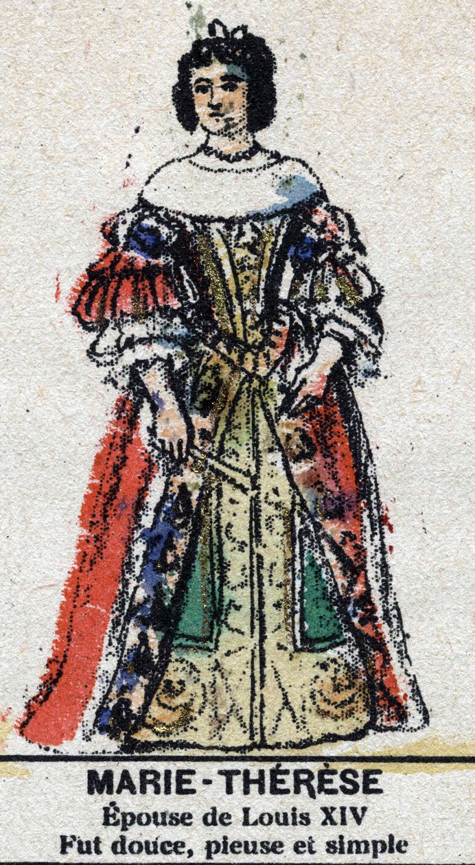 Marie Therese av Österrike (1638-1683), drottning av Frankrike. I "" Galeriede Kings and Queens of France och berömda karaktärer från 1643 till 1895"" Bild av epinal. av French School