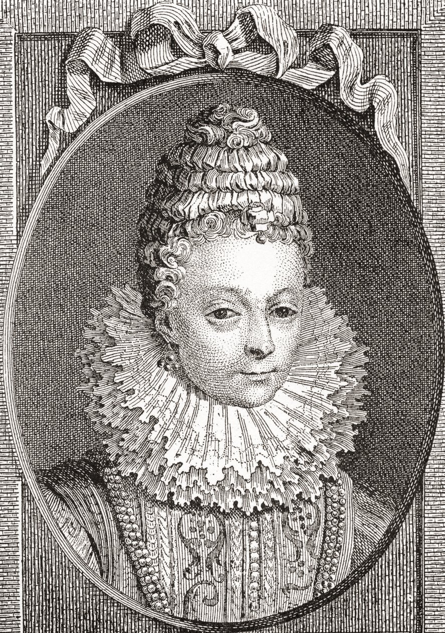 Marie de Médicis, 1575 1642. Drottningkonsort av Frankrike, som andra hustru till kung Henrik IV av Frankrike. Från Les Heures Libres publicerad 1908. av French School