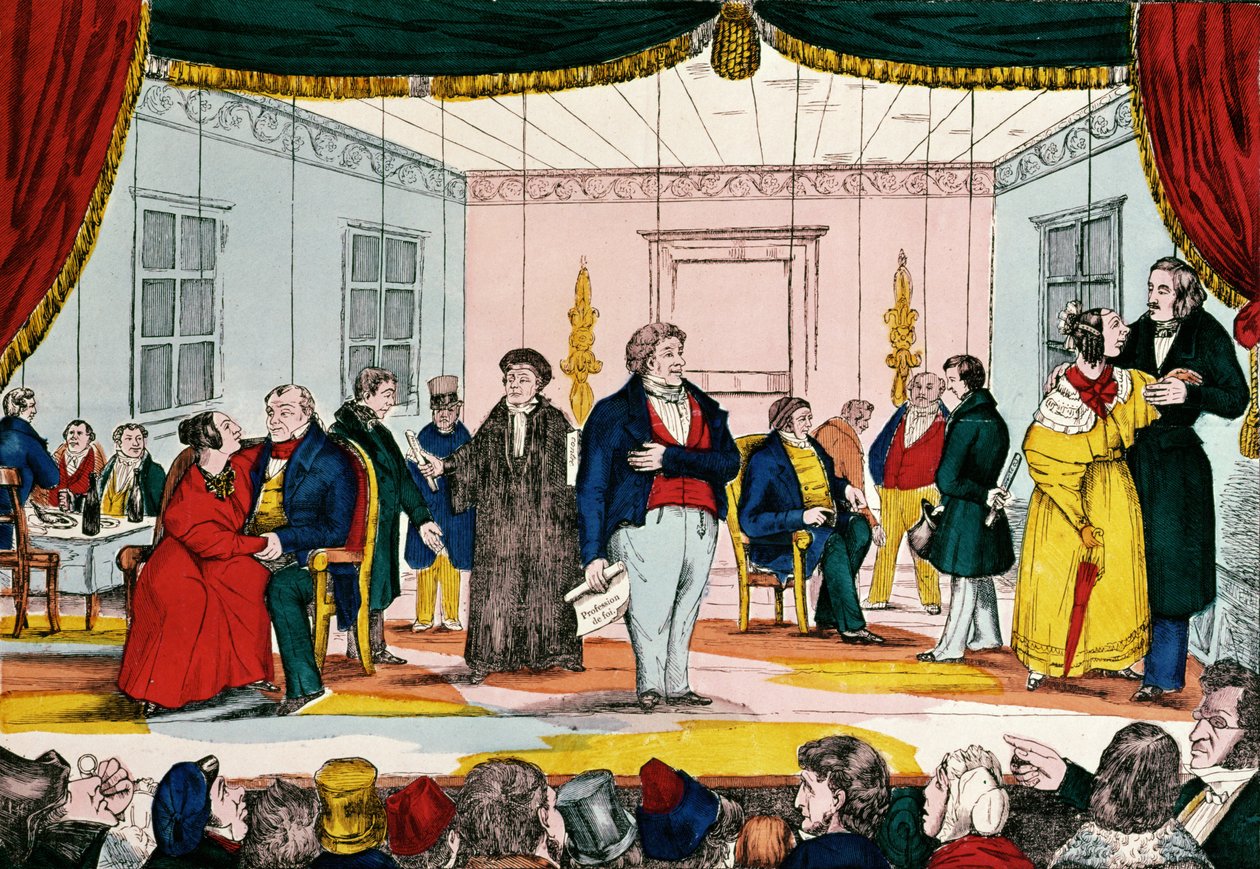 Marionetter, karikatyr av Bourgeoisien, 1839 av French School
