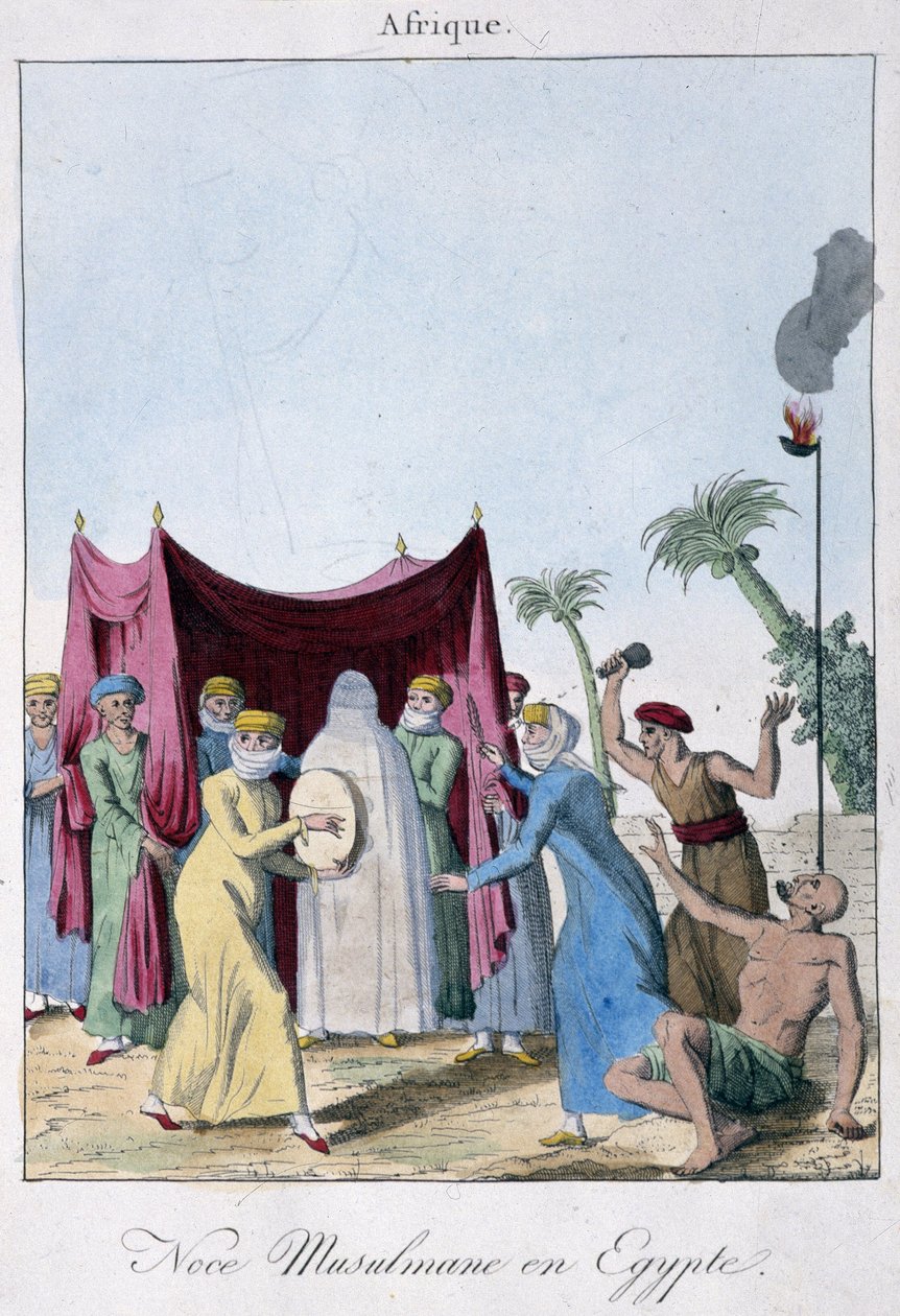 Muslimskt äktenskap i Egypten - på "" Folkens sätt och seder", red. Hocquart, Paris av French School