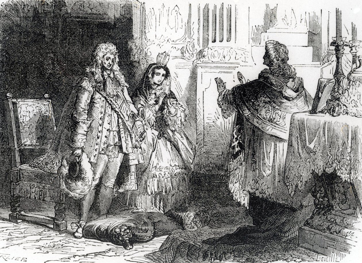 Giftermål mellan Ludvig XIV och Madame de Maintenon av French School