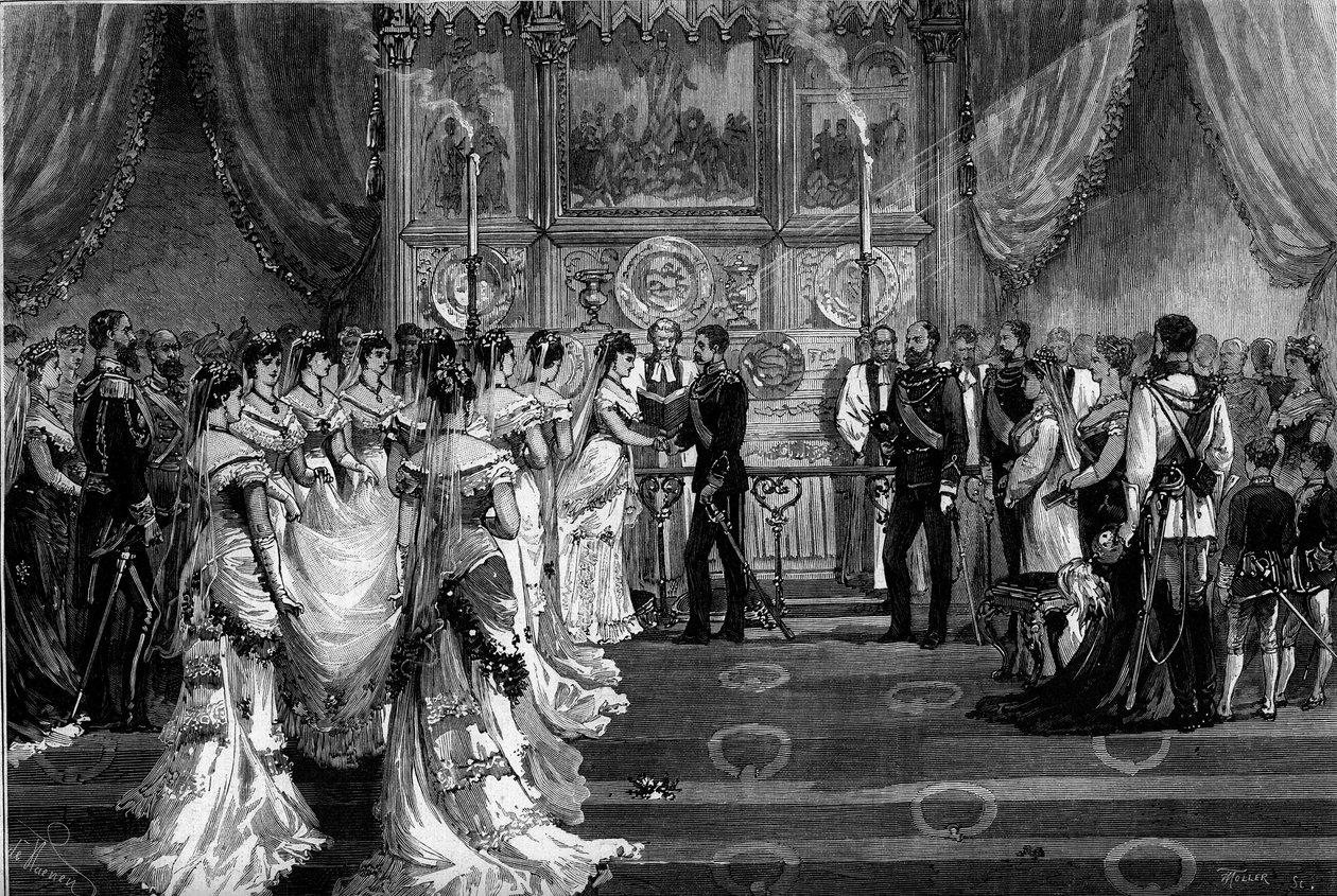 Giftermål mellan prins Arthur av Connaught och Strathearn (1850-1942) och prinsessan Margareta av Preussen (1860-1917) av French School