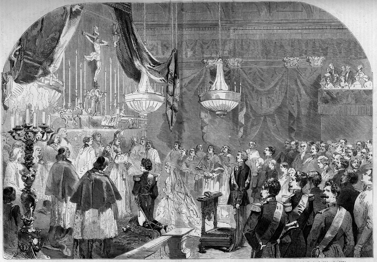 Bröllop mellan prins Napoleon (1822-1891) och prinsessan Clotilde av Savojen (1843-1911) av French School
