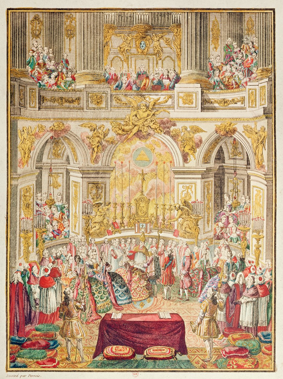 Bröllop av Dauphin av Frankrike (blivande Ludvig XVI) med ärkehertiginnan Marie-Antoinette i kapellet i Versailles den 16 maj 1770 av French School