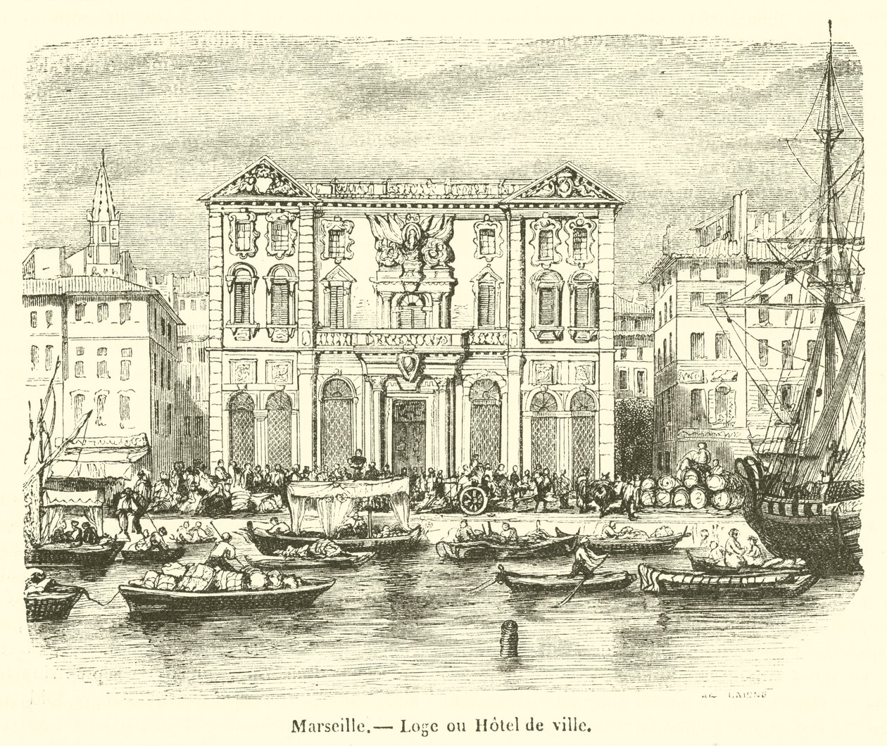 Marseille, stadshuset (gravyr) av French School