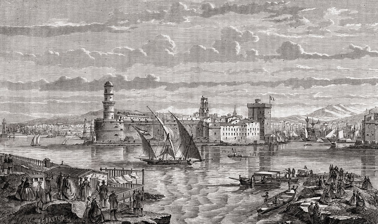 Marseille under 1700-talet, graverad av Pibaraud efter Le Breton, från 