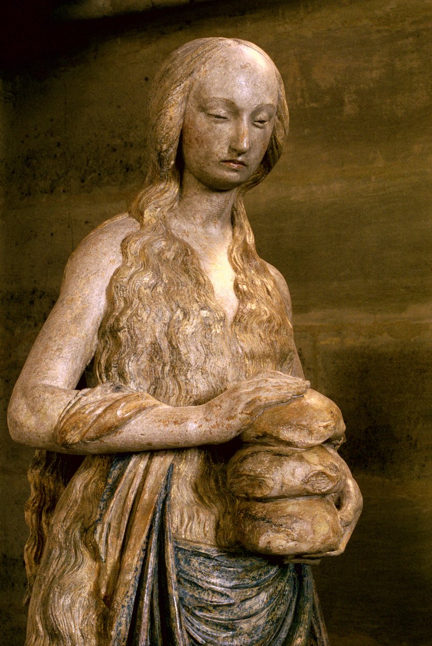 Maria Magdalena, sent 1400-tal (polykron sten) (se även 248112, 252685, 252686) av French School