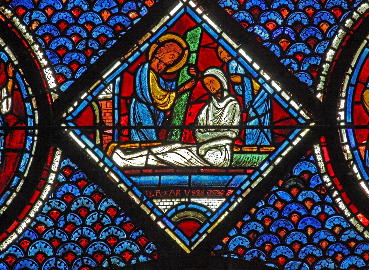 Maria Magdalenas fönster: Lasarus - hans uppståndelse (w46) av French School