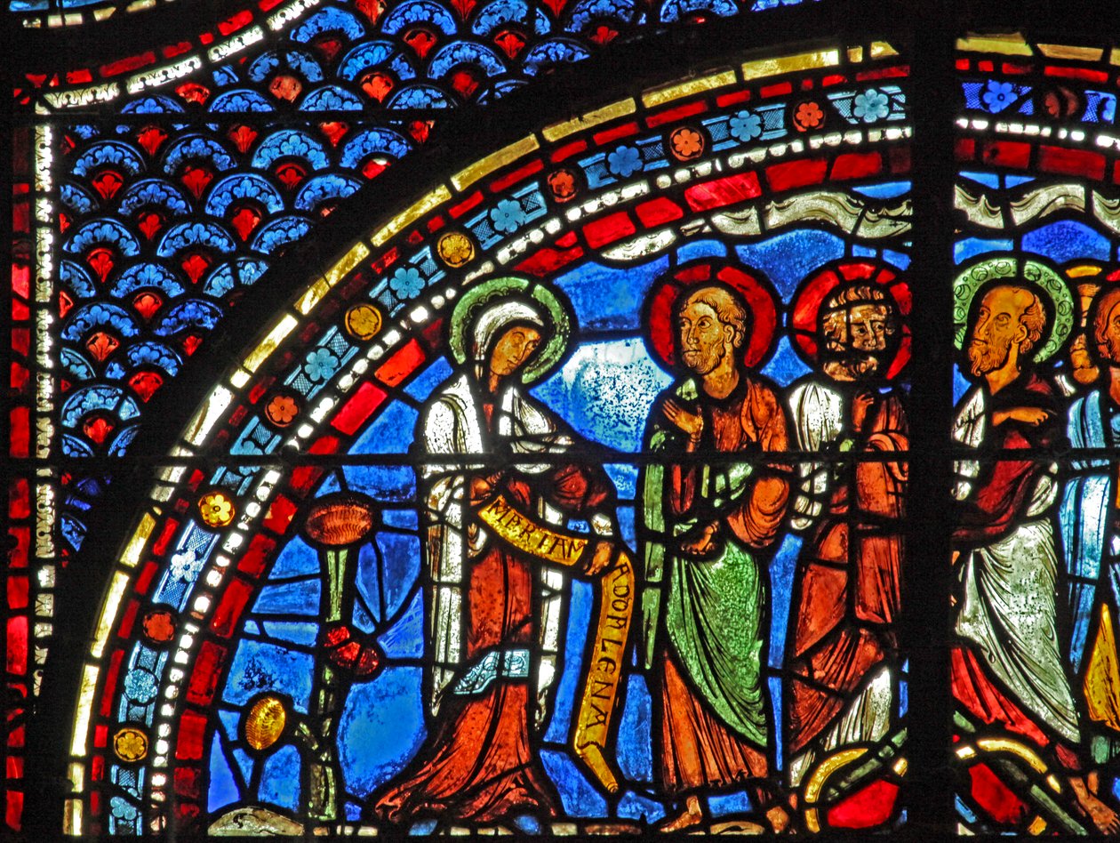 Maria Magdalenas fönster: Maria berättar för lärjungarna om uppståndelsen (w46) av French School