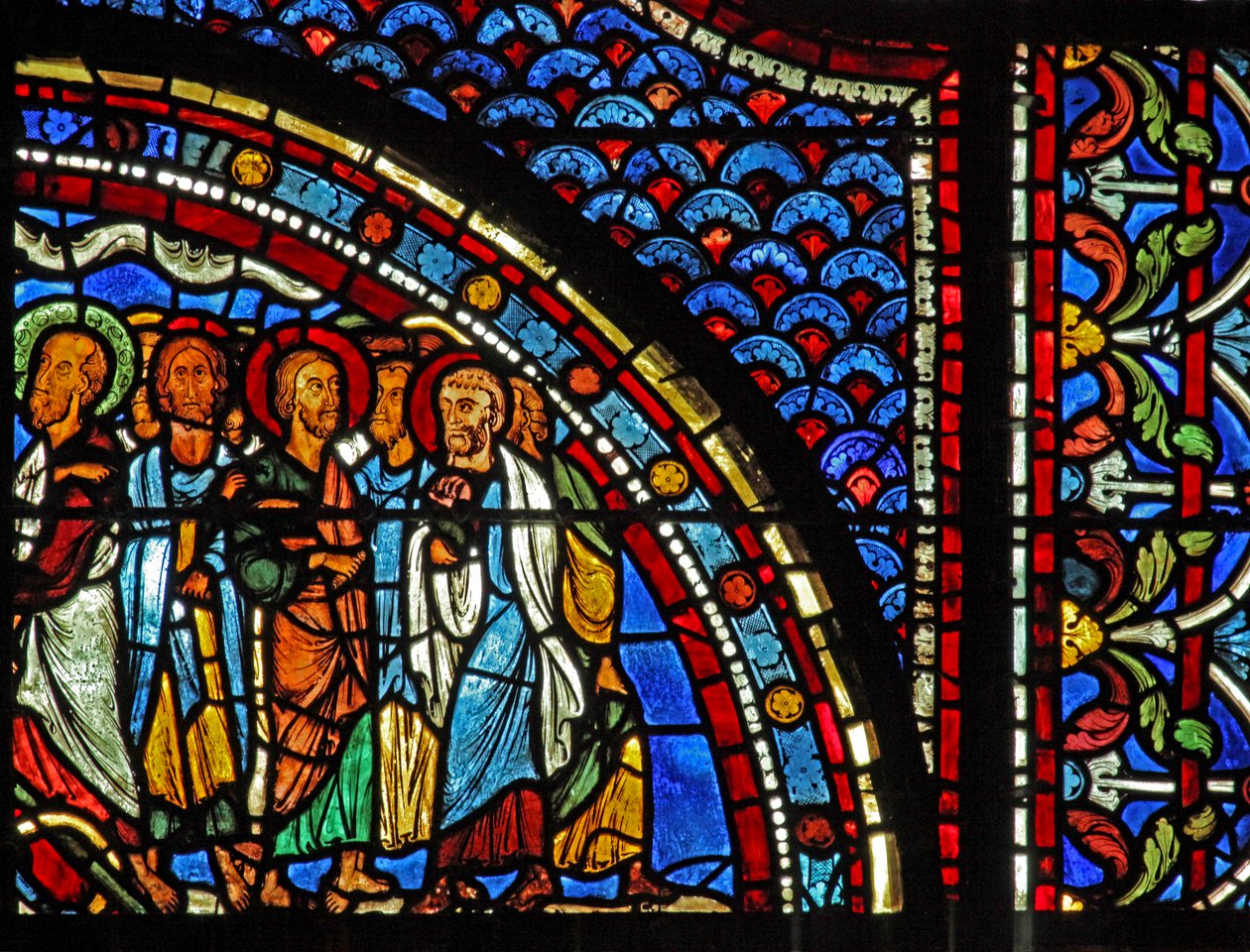Maria Magdalenas fönster: Maria berättar för lärjungarna om uppståndelsen (w46) av French School