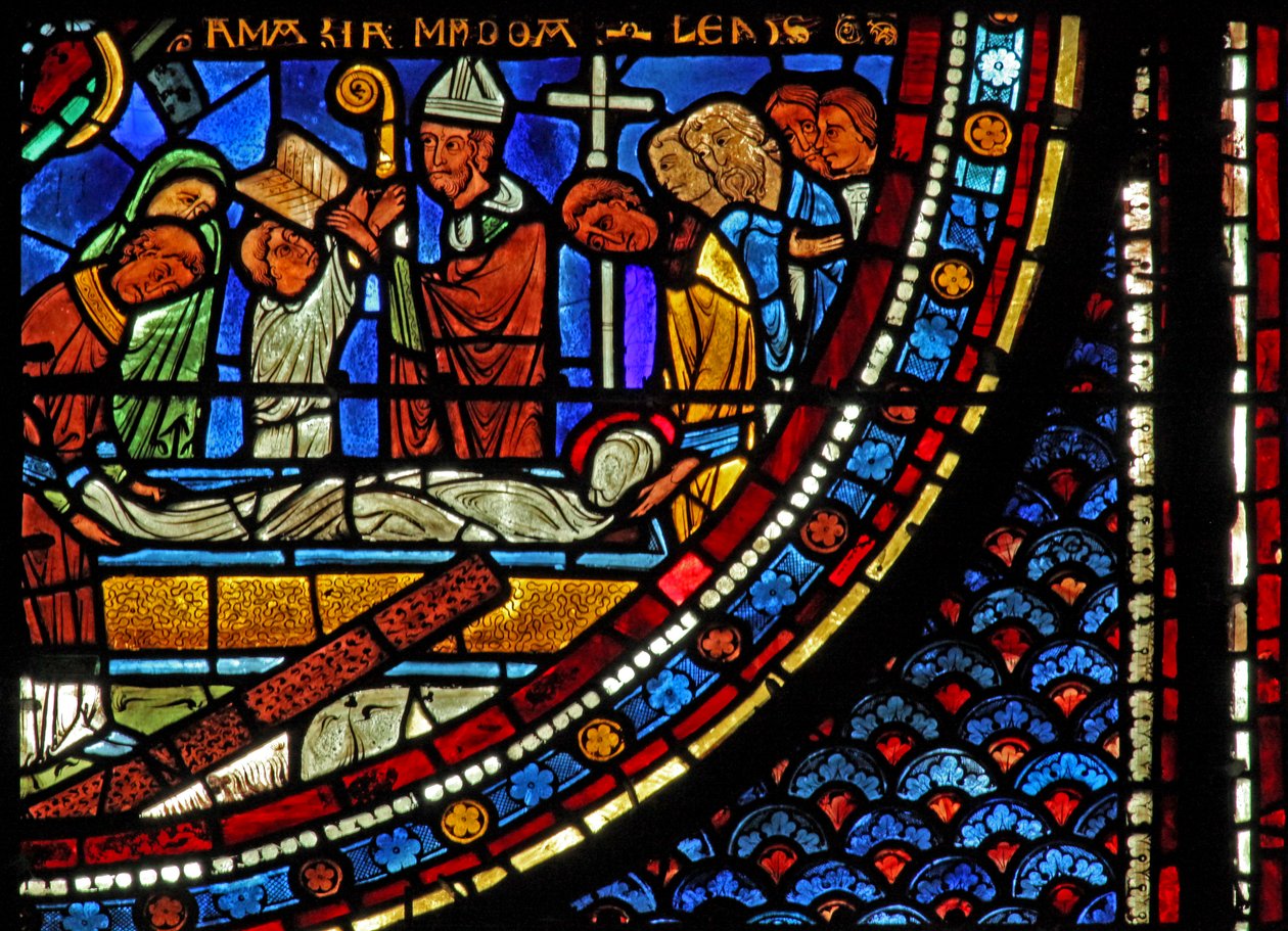 Maria Magdalenas fönster: Maria Magdalenas gravläggning (w46) av French School