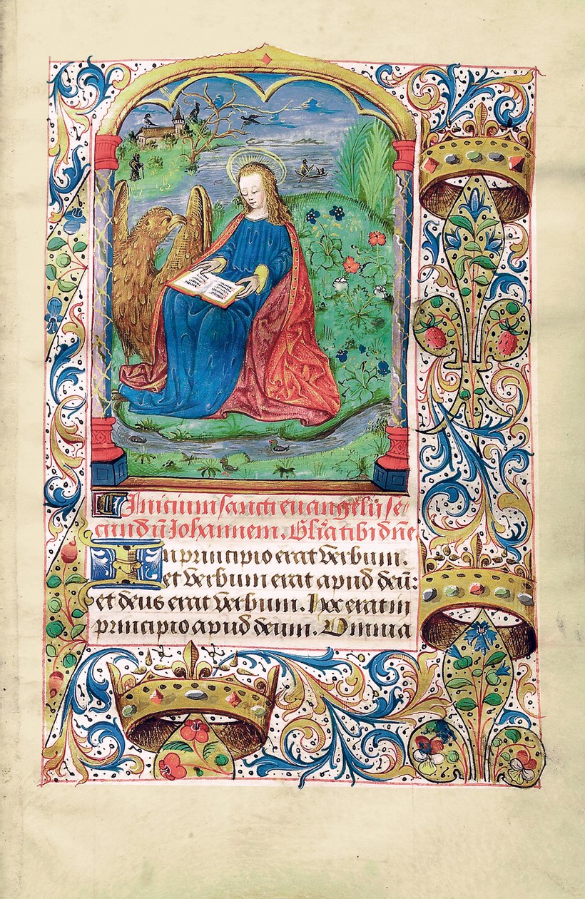 Mary Magdelene in the Wilderness, illustration från "Time Book, Use of Langres", c.1500 av French School