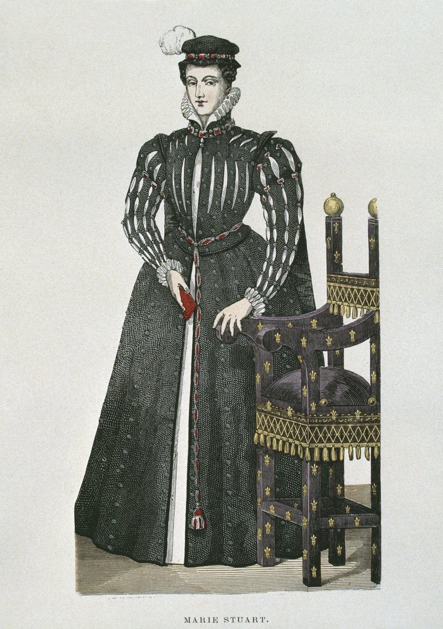 Mary Queen of Scots (1542-87), kopia av en miniatyr från Recueil de Gaignieres av French School