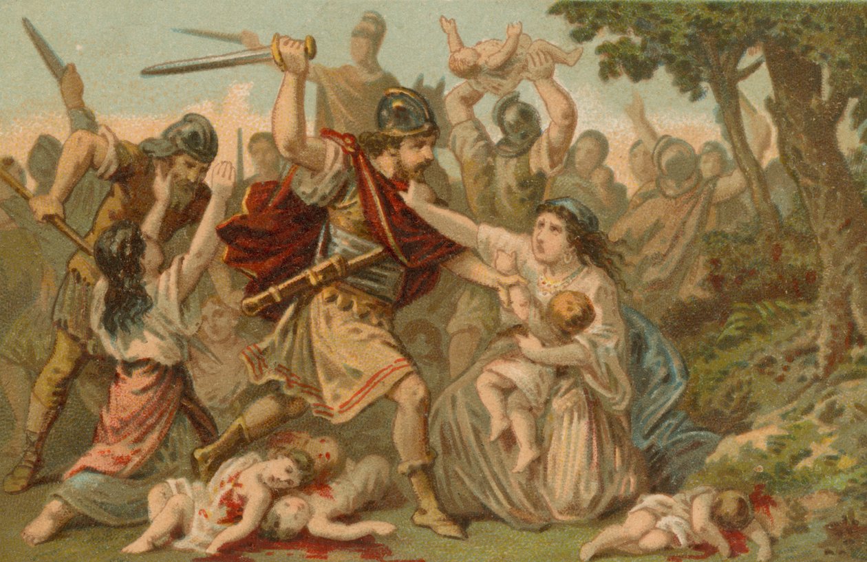 Massakern på de oskyldiga (chromolitho) av French School