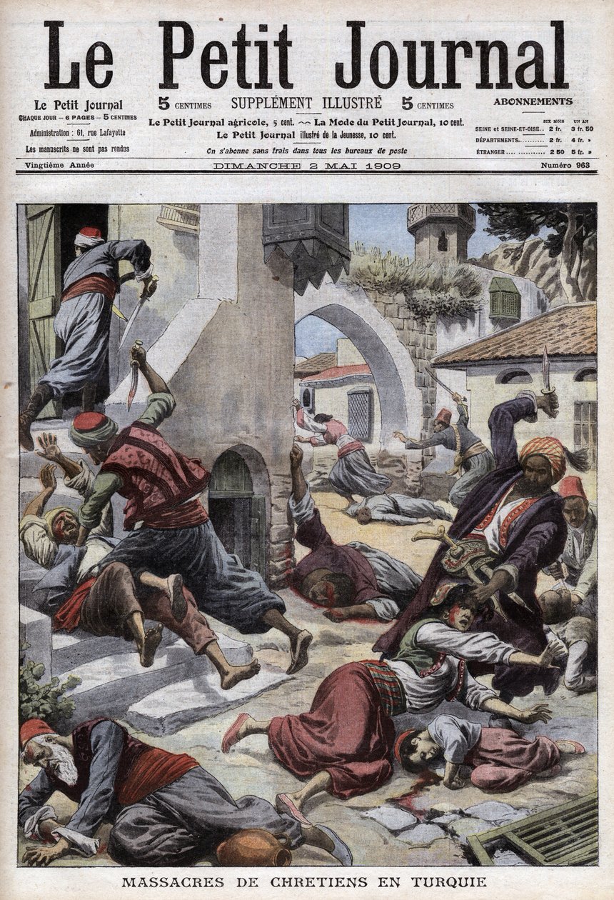 Massaker av kristna i Turkiet: massaker på 30 000 armenier i staden Adana (Kilicien) (1 april av French School